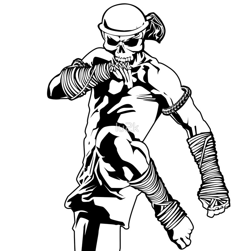 800x800 Muay Thai Skull Thailand Martial Art Sport Power Kick Impact Decal