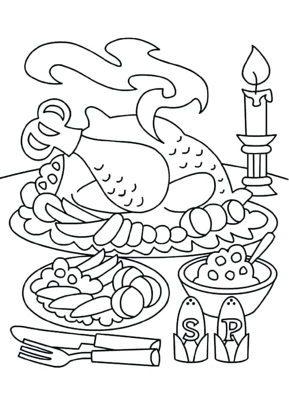 595x842 Thanksgiving Feast Coloring Pages Thanksgiving Dinner Coloring