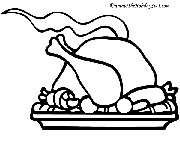 600x474 Thanksgiving Turkey Dinner Coloring Pages Preschool To Tiny Draw