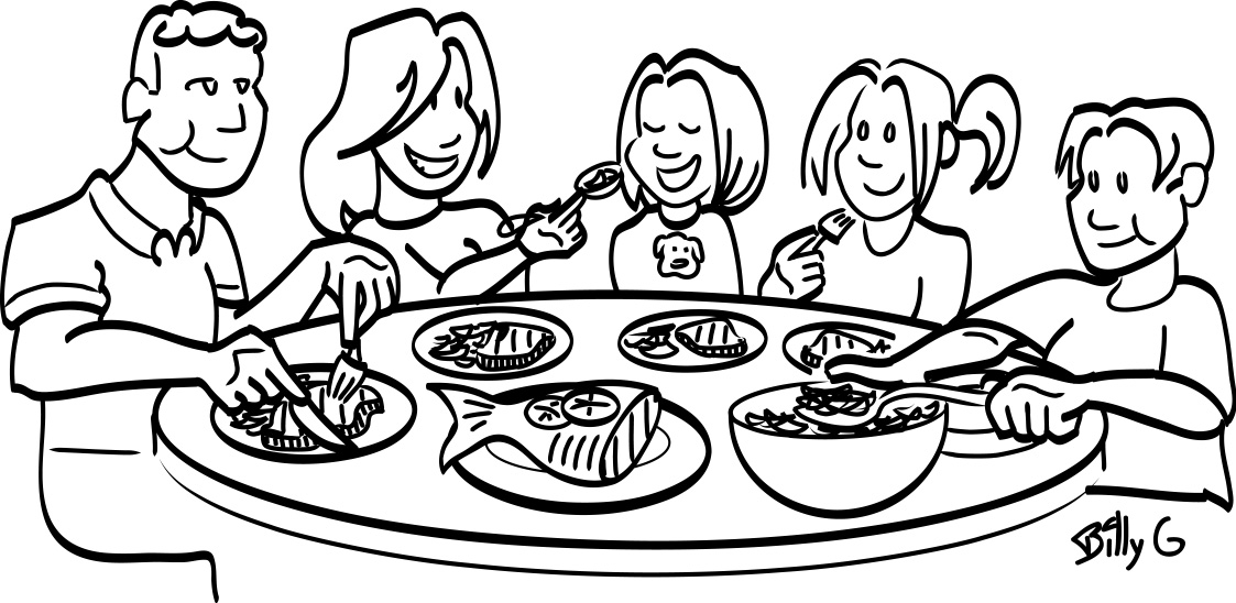 1123x548 Thanksgiving Dinner Table Clipart Black And White