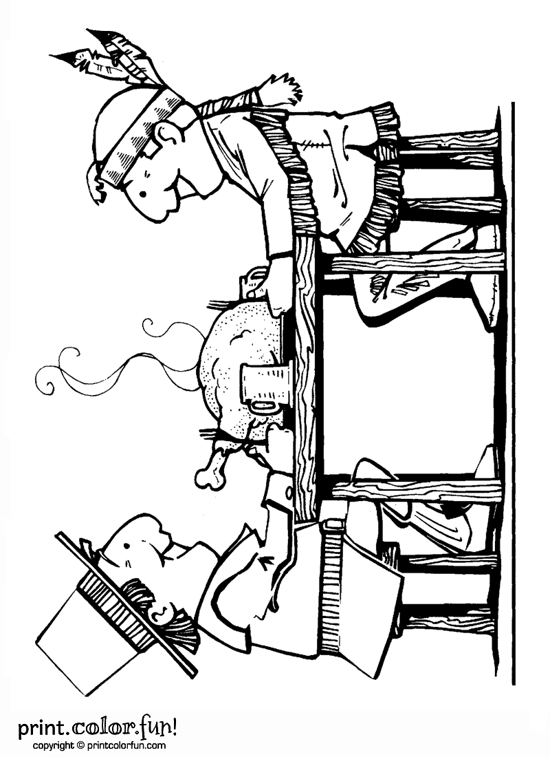 800x1100 Thanksgiving Dinner Table Coloring Page