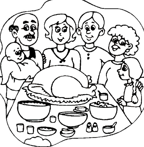 500x509 The Big Family Thanksgiving Dinner Coloring Page Thanksgiving