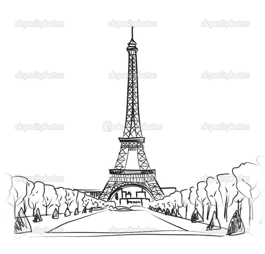 1024x982 Drawing Of Eiffel Tower