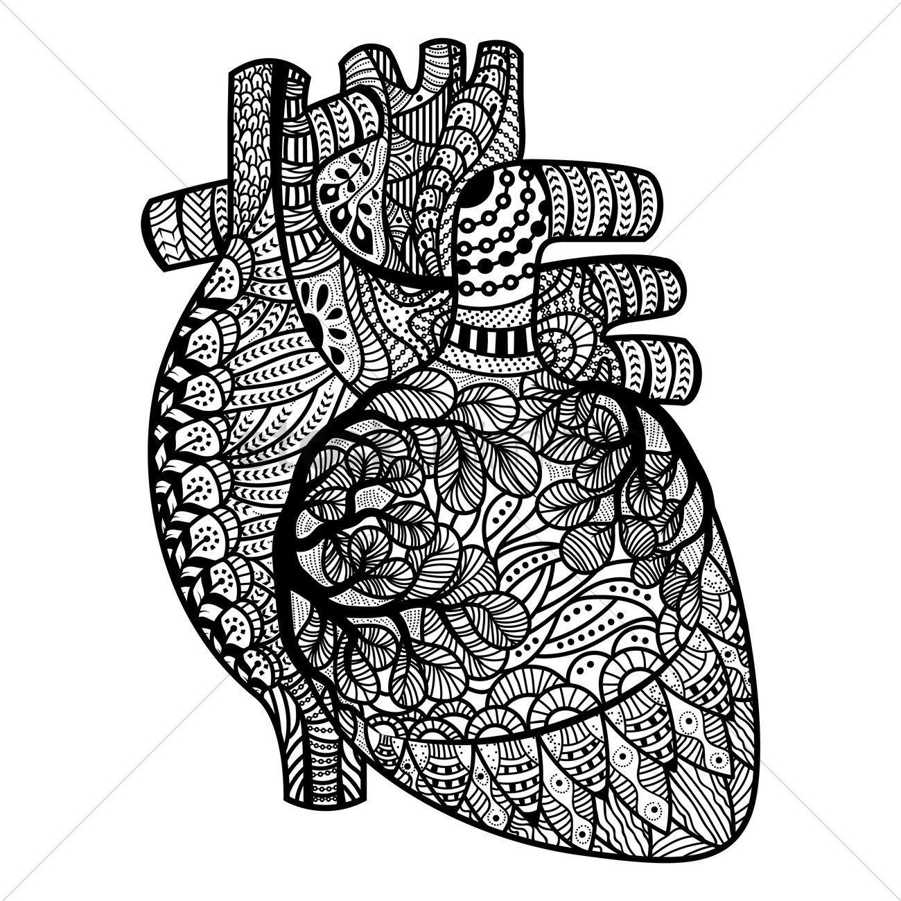 1300x1300 Intricate Human Heart Design Vector Image
