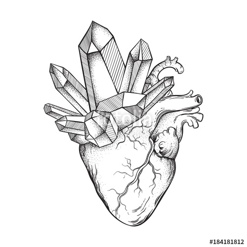 500x500 Crystals Growing From Human Heart Isolated On White Background
