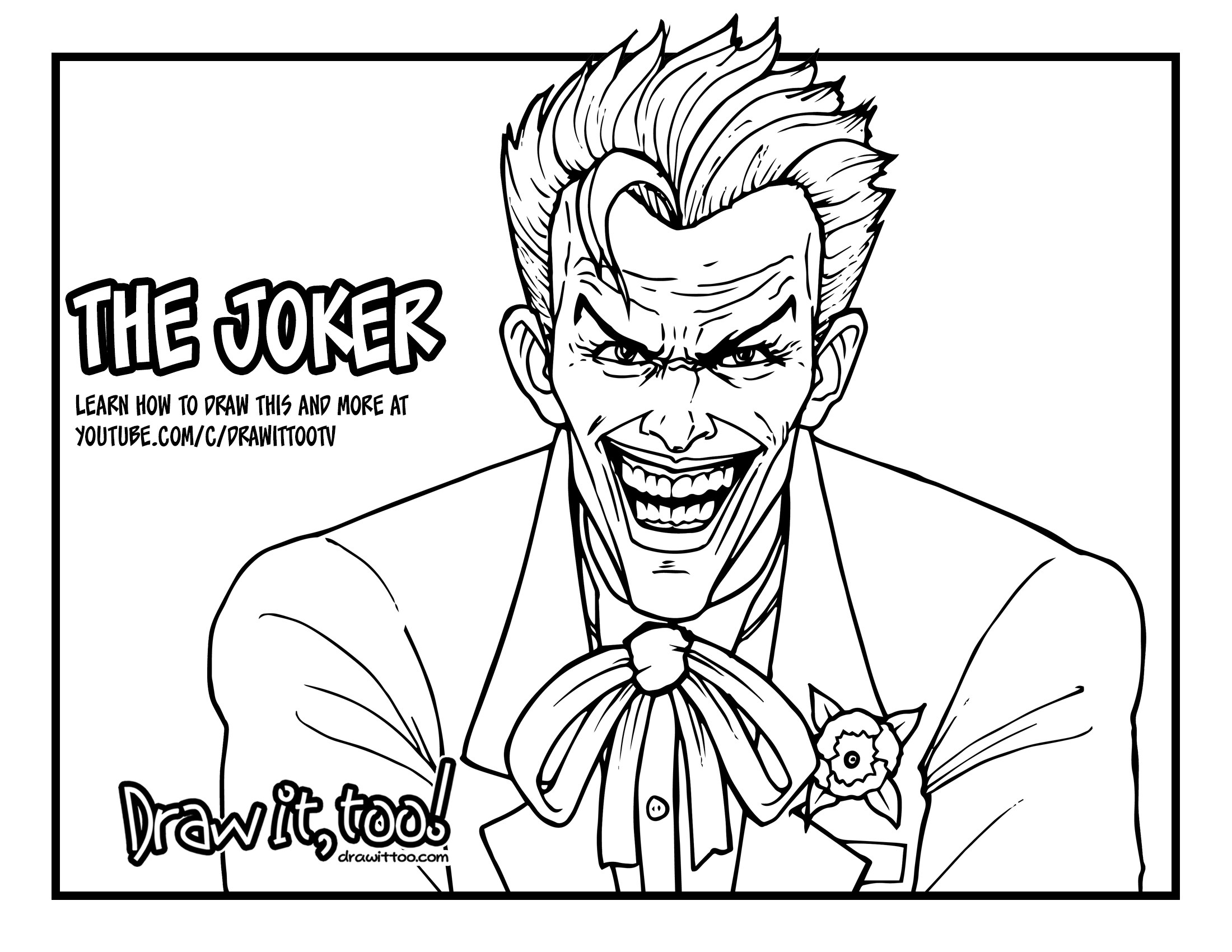 2200x1700 How To Draw The Joker (Comic Version) Drawing Tutorial