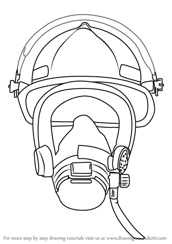 567x800 Learn How To Draw Firefighter Mask (Tools) Step By Step Drawing