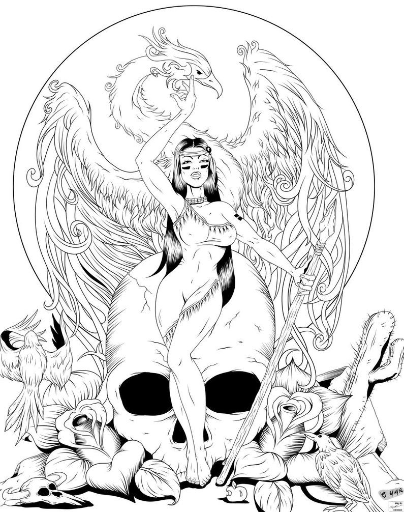 795x1006 The Raven And Phoenix Rising Inks By Frostdusk On Art