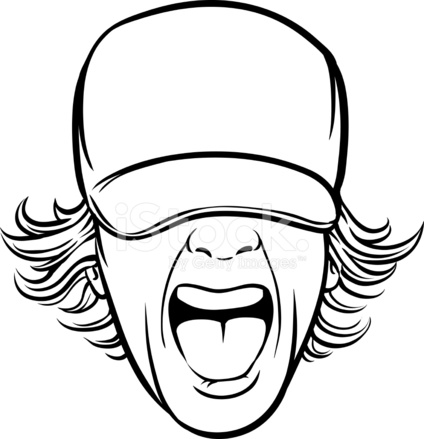 424x439 Whiteboard Drawing Screaming Man Face In Cap Stock Vector