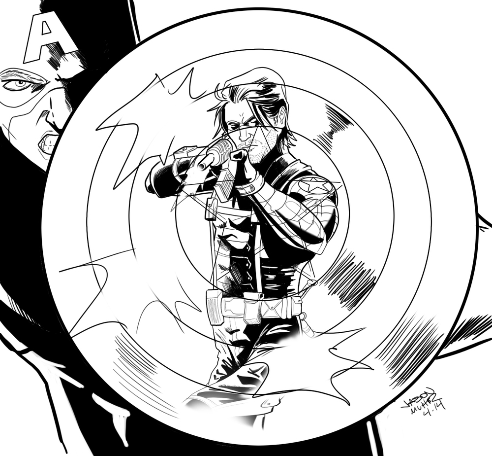 1000x925 Daily Sketch Captain America Vs The Winter Soldier Jason Muhr