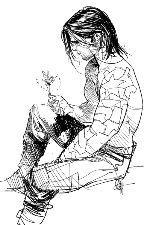 491x750 Man Sitting With Fairy Dessin Warm, Posts And Bucky