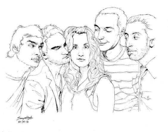 564x442 Big Bang Theory Characters Pencil Drawings Big