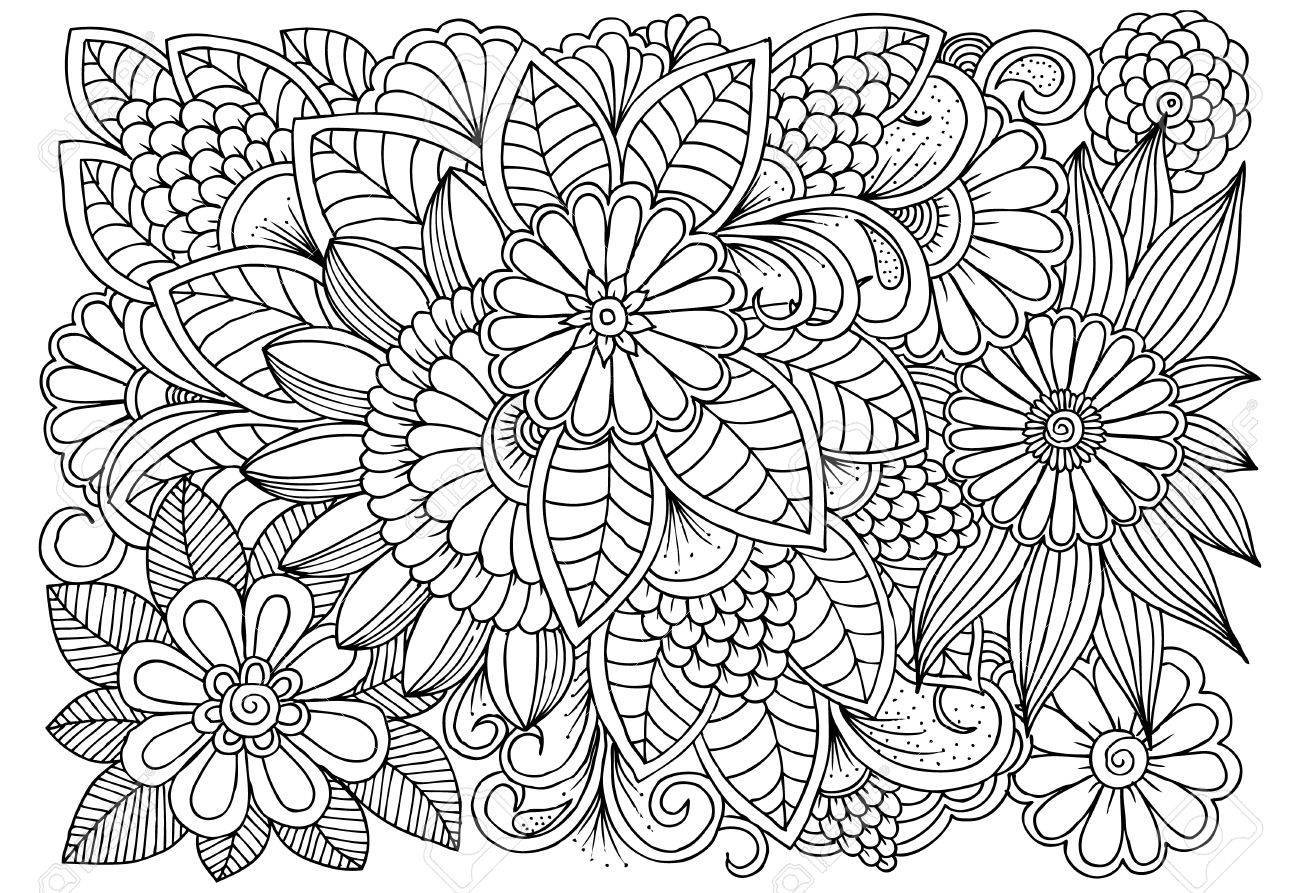 1300x893 Fascinating Black And White Flower Pattern For Coloring Doodle