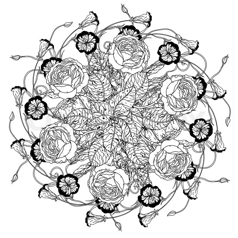 800x800 Flowers In Shape Of Mandala In Old Masters Style Bouquet For Adult