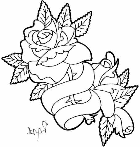 455x480 Thigh Drawings Of Hearts With Banners And Roses