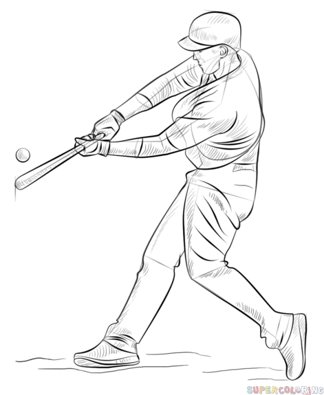 471x575 How To Draw A Baseball Player Hitting The Ball Step By Step