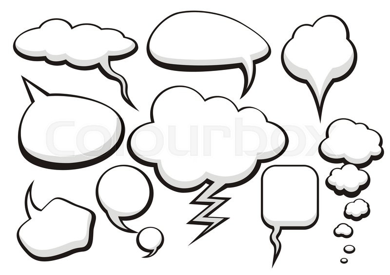 800x566 Think Bubble Set. Talk Bubble Collection Sketch Drawing. Thought