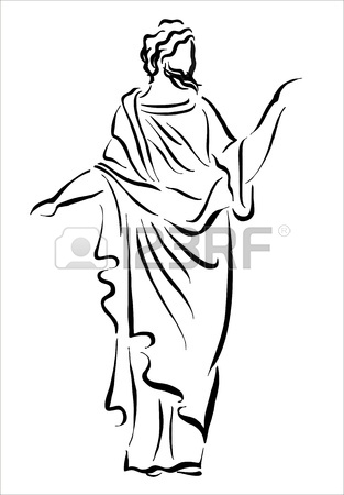 313x450 Drawing Of The Statue Of The Thinker Royalty Free Cliparts