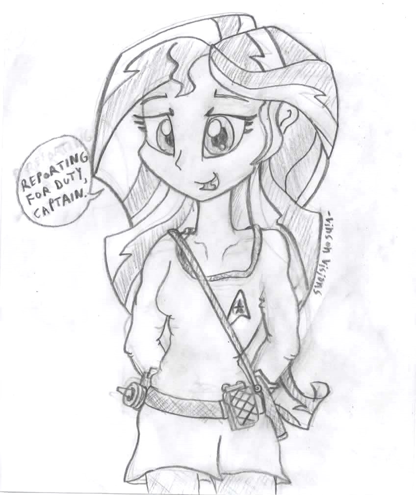 848x1010 Lt. Sunset Shimmer Pencil Sketch By Theclassicthinker