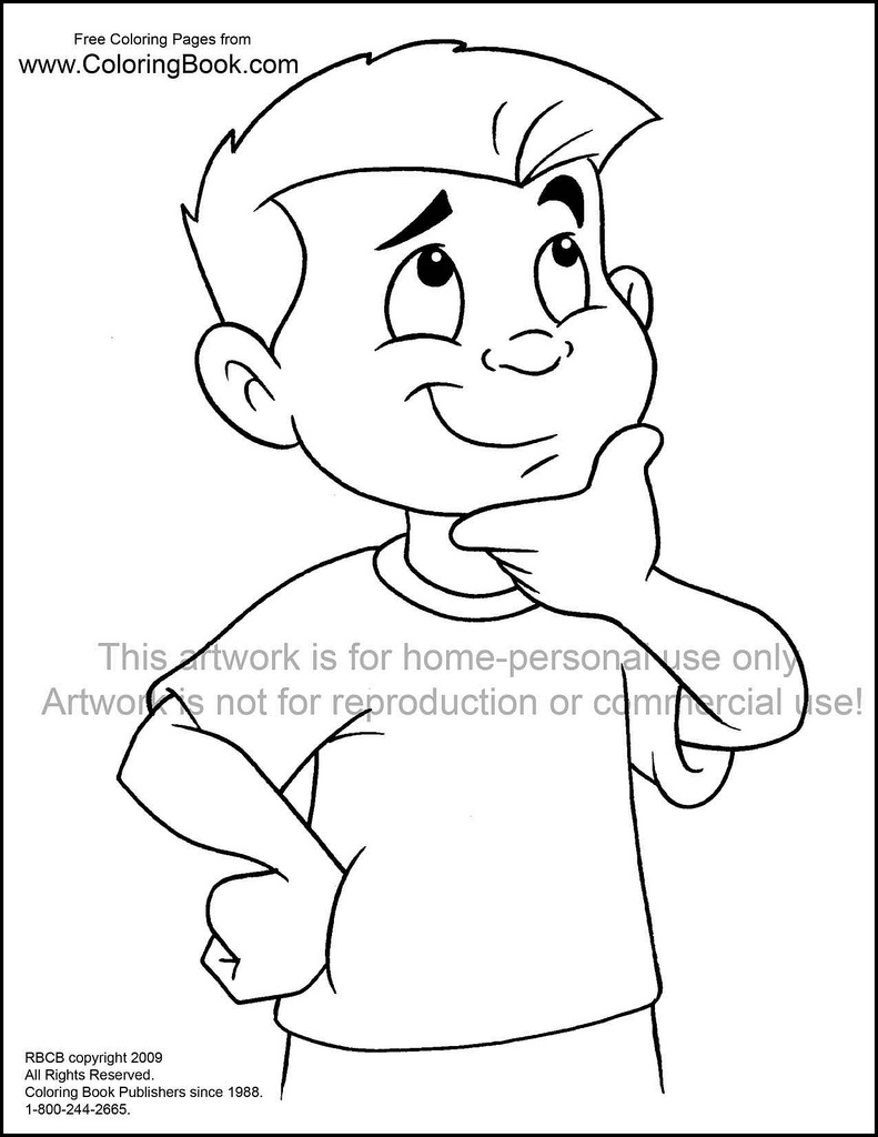 791x1024 Kid Thinking Free Coloring Page Wayne Bell