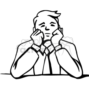 300x300 Royalty Free A Black And White Image Of A Man Thinking Elbows