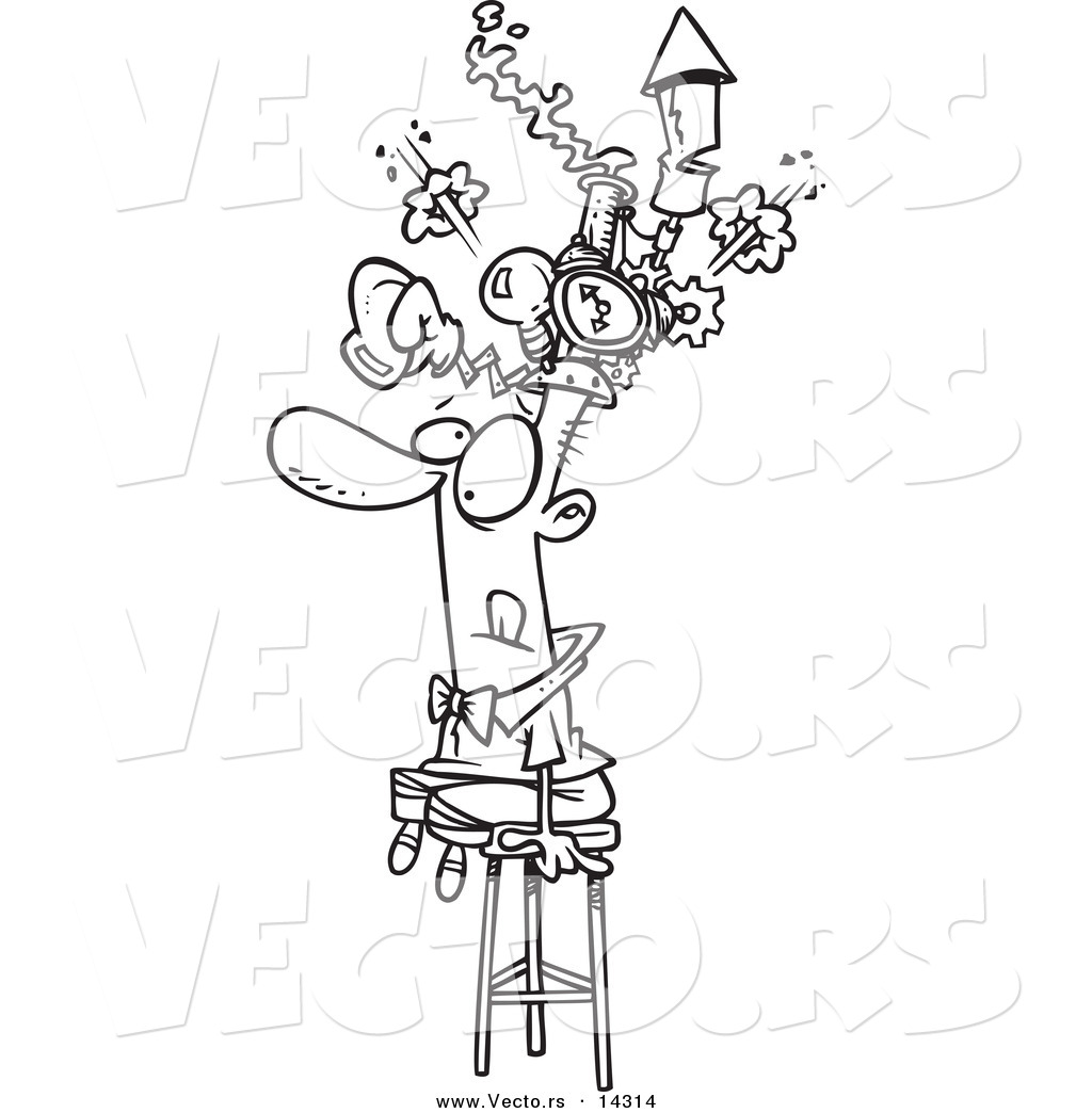 1024x1044 Vector Of A Cartoon Man Sitting On A Stool And Wearing A Thinking
