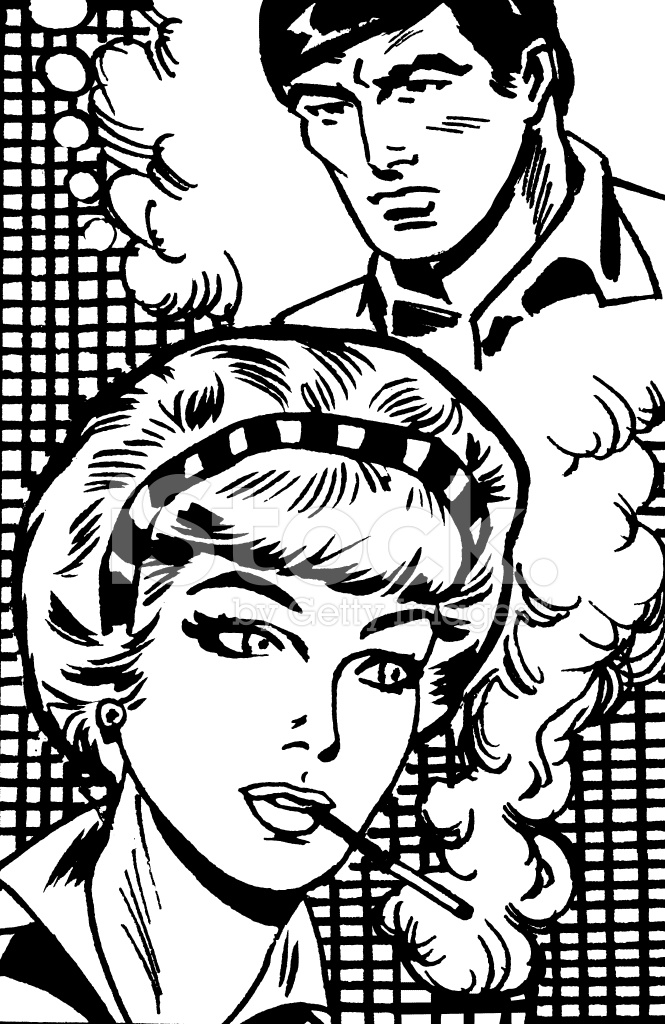 665x1024 Woman Smoking And Thinking About Man Stock Vector