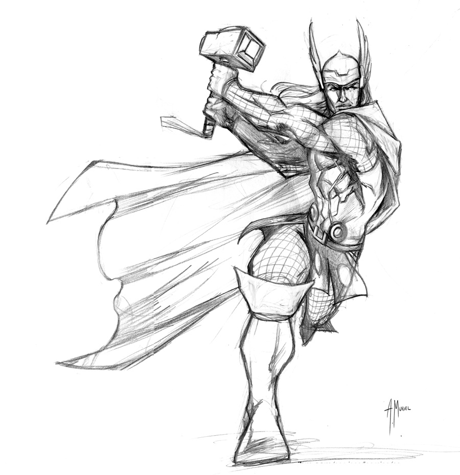 900x930 Thor Sketch By A Muriel