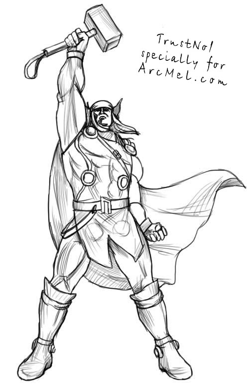 500x774 How To Draw Thor Step By Step