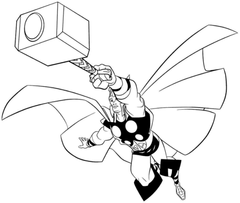480x406 Thor, The Asgardian God Of Thunder Coloring Page Free Printable