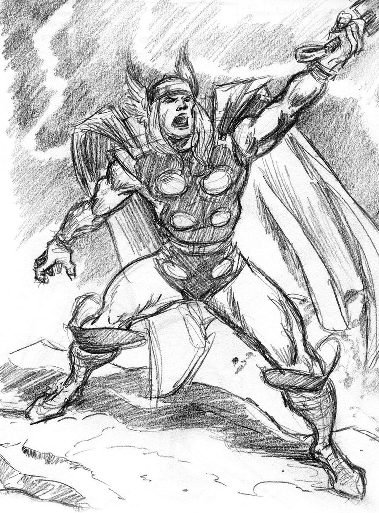 768x1039 Thor Marvel Sketch By Theladynerd