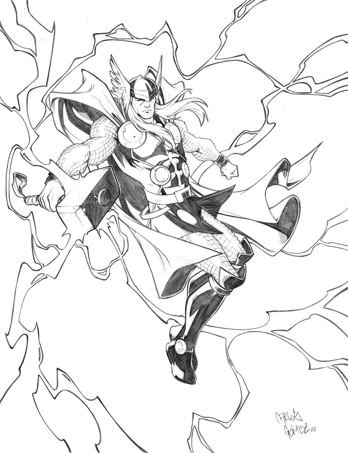 691x900 Thor Sketch Commission By Carlosgomezartist