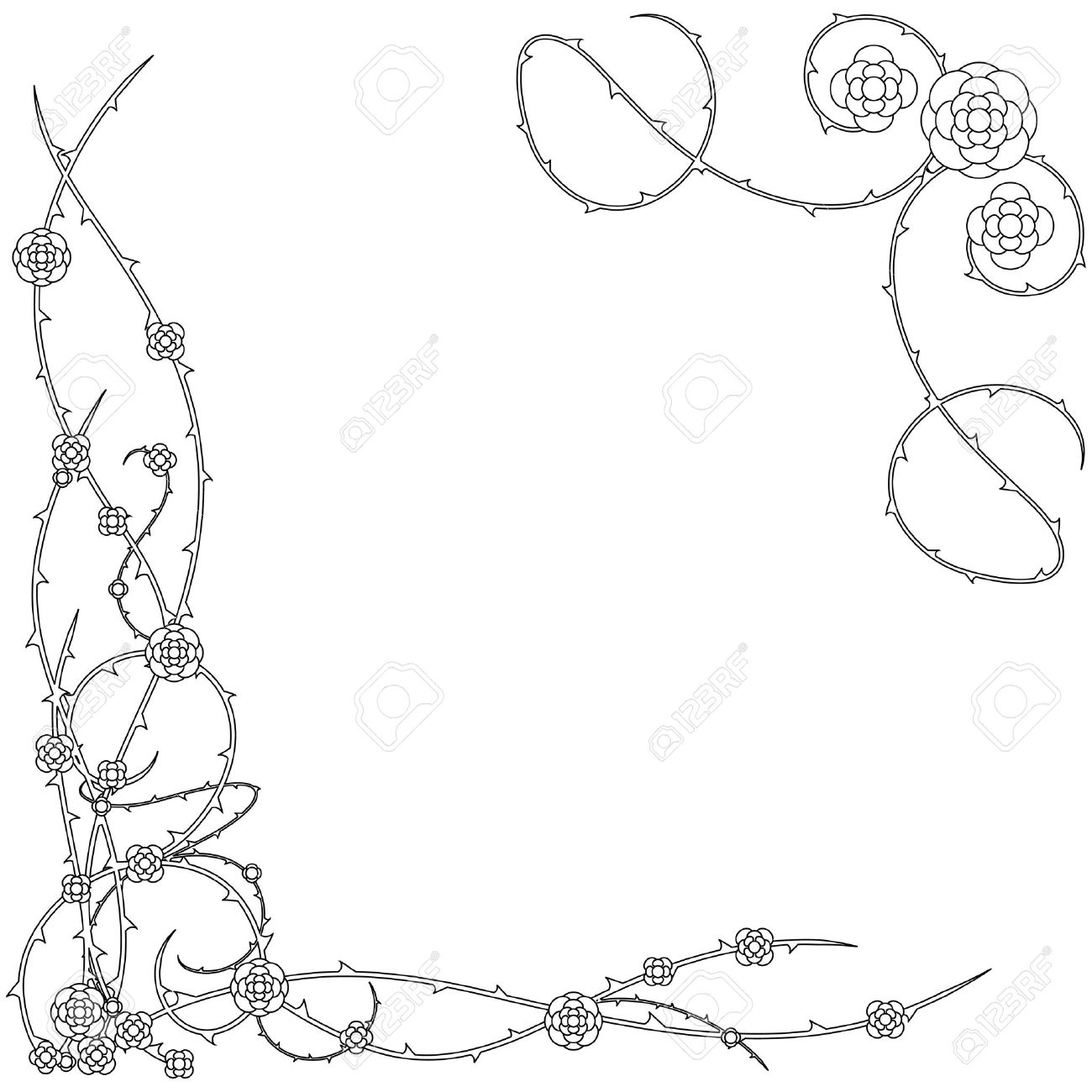1300x1300 Rose And Thorn Corner Royalty Free Cliparts, Vectors, And Stock