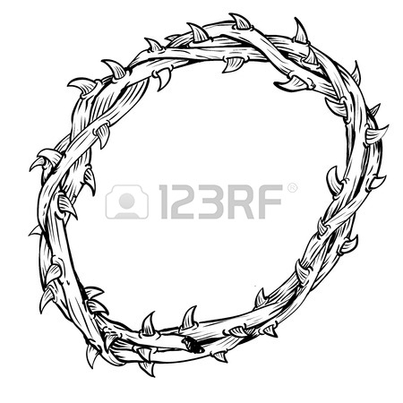 450x450 Hand Drawing Of Thorn. Black And White Simple Line Vector