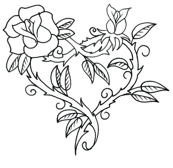600x581 Hearts With Wings And Halo Coloring Pages Roses Sharp Thorn Page