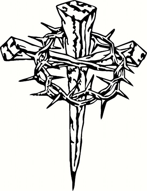 570x743 Vinyl Cross With Crown Of Thorns