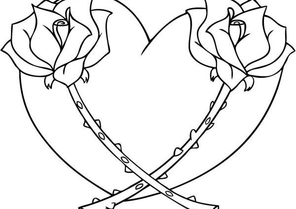 600x425 Coloring Pages Of Hearts Hearts And Roses Full Of Thorn Coloring