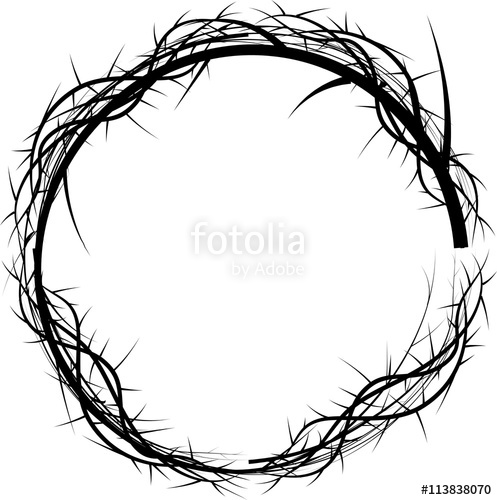 497x500 Crown Of Thorns, Black And White Simple Vector Illustration