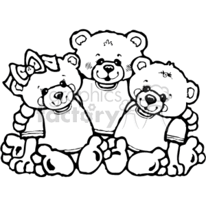300x300 Royalty Free Black And White Three Bears Hugging Each Others