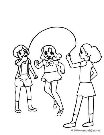 363x470 Girls Jumping Skipping Rope In The School Yard Coloring Pages