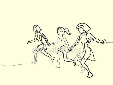 449x337 Abstract Three Girls Outline Stock Vectors, Royalty Free Abstract