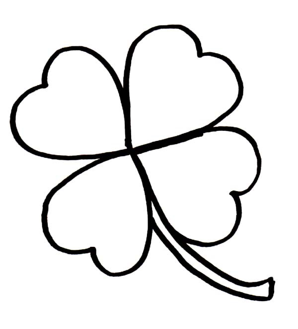600x661 4 Leaf Clover Coloring Page