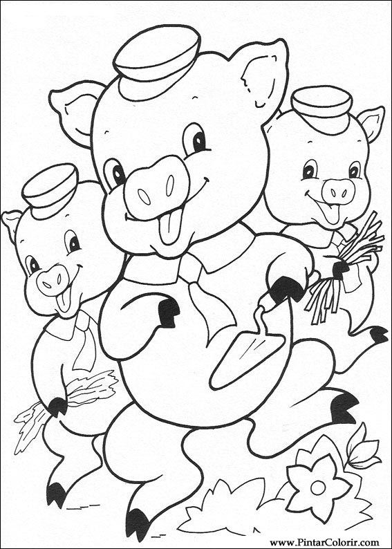 567x794 Drawings To Paint Amp Colour The Three Little Pigs