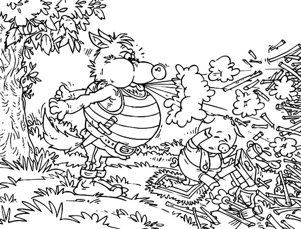 600x457 Big Bad Wolf In Three Little Pigs Tale Coloring Pages Batch Coloring