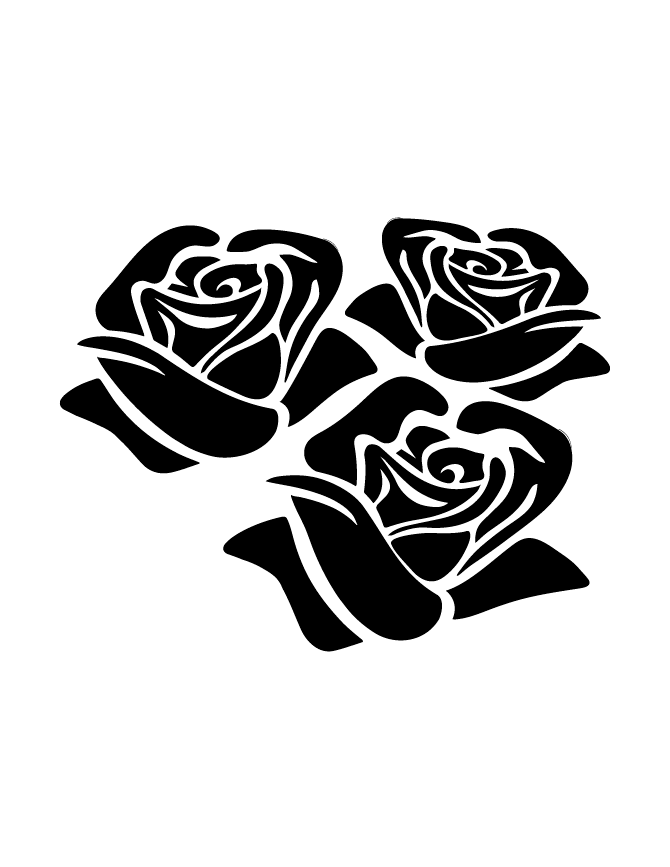 670x867 Three Roses Silhouette H Amp M Coloring Pages