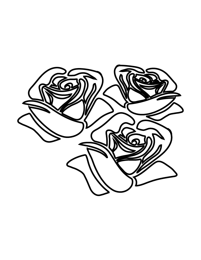670x867 Three Roses Stencil H Amp M Coloring Pages