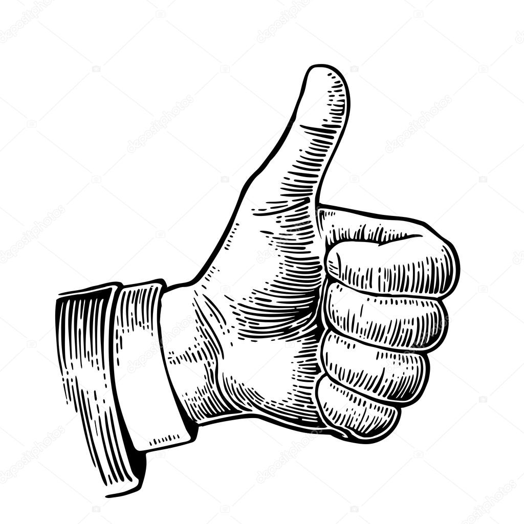 1024x1024 Hand Showing Symbol Like. Making Thumb Up Gesture. Vector Black