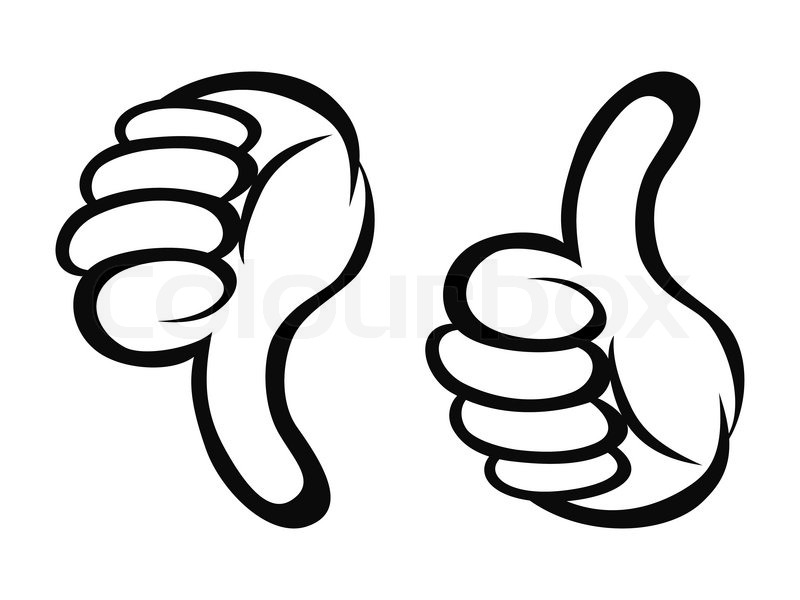 800x600 Isolated Cartoon Style Of Thumbs Up And Down Outline On White