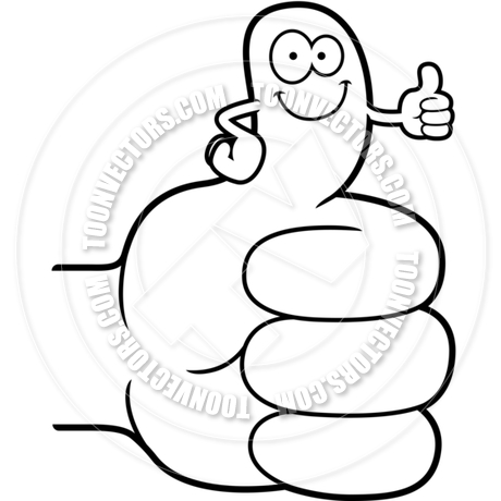 460x460 Cartoon Thumbs Up Hand (Black And White Line Art) By Cory Thoman