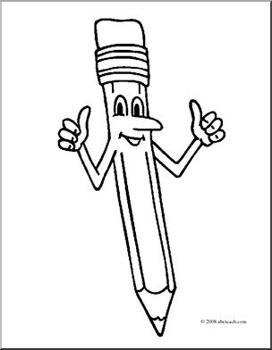 304x392 Clip Art Cartoon Two Thumbs Up Pencil (Coloring Page) I Abcteach
